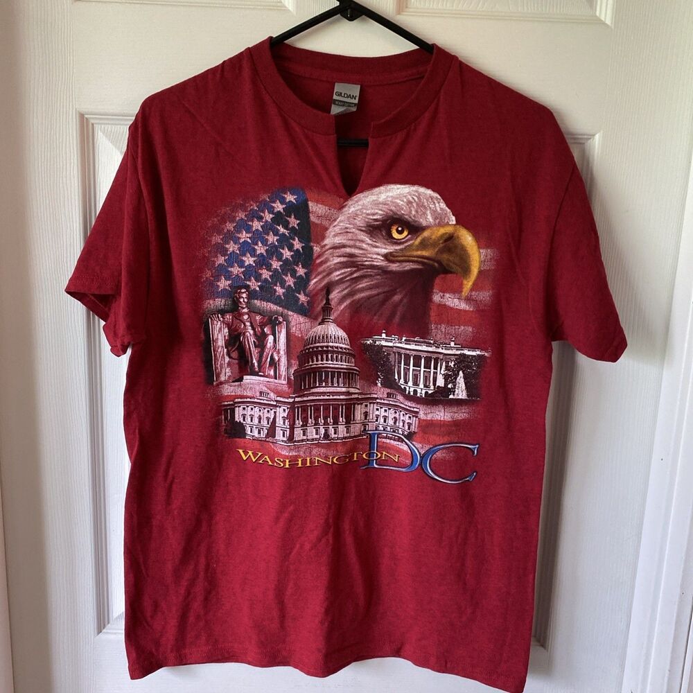 Washington DC Gildan T Shirt Heavy Cotton Graphic Short Sleeve Medium USA Womens